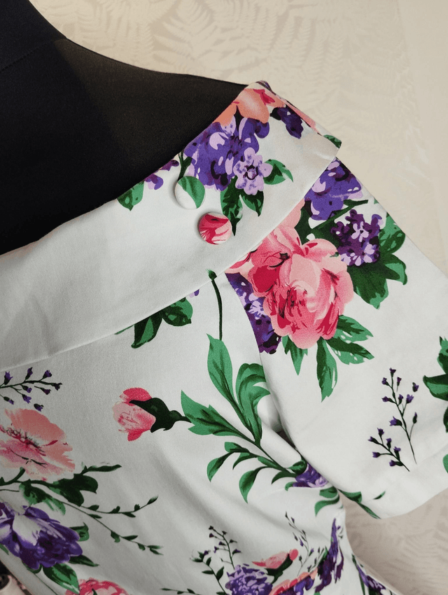 Robe Dolly Dotty Darlene Rétro Floral Swing in White T44