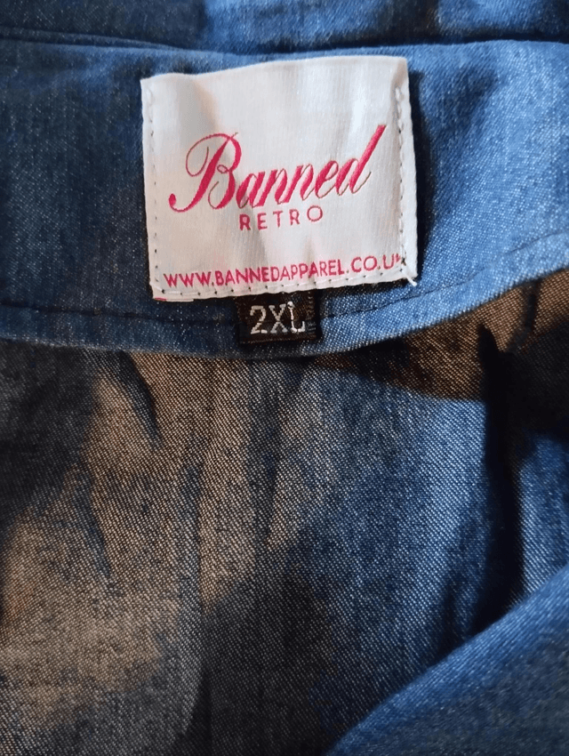 Blouse Banned Rétro Denim Customisée Pin-up T46/48
