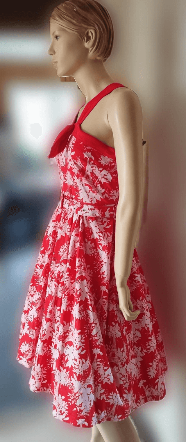 Robe Lindy Bop Bailee Eifeel Floral Red T44