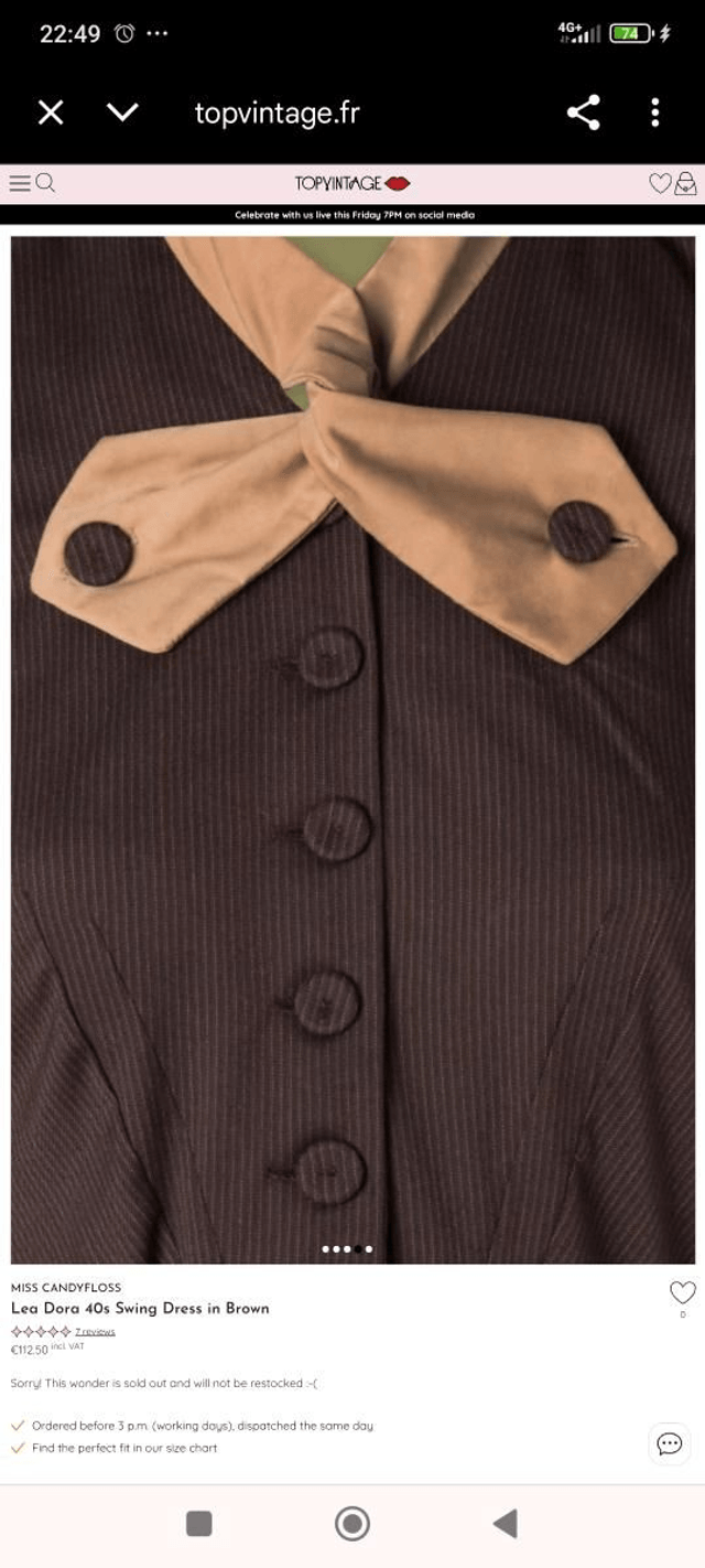 Robe Miss Candyfloss Lea Dora 40s in Brown T48