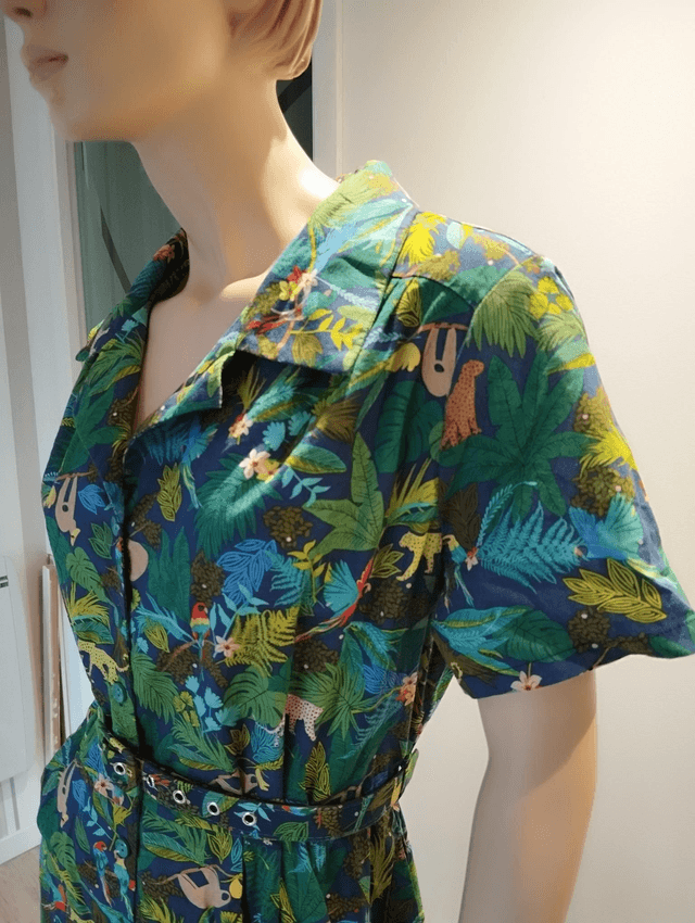 Robe Banned Rétro 50s Jungle Fever Swing in Blue T46