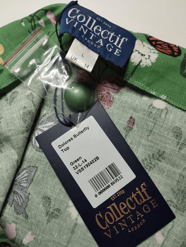 Blouse Collectif Dolorès Green Butterfly T42/44