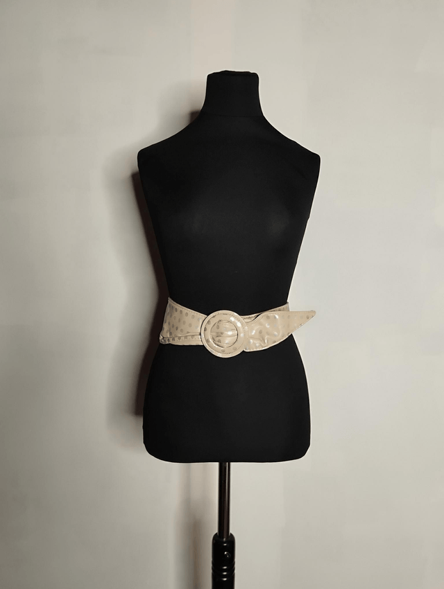 Ceinture réglable beige polka argent 