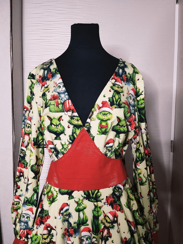 Robe Lysa Green Cats Christmas Grinch T42/48