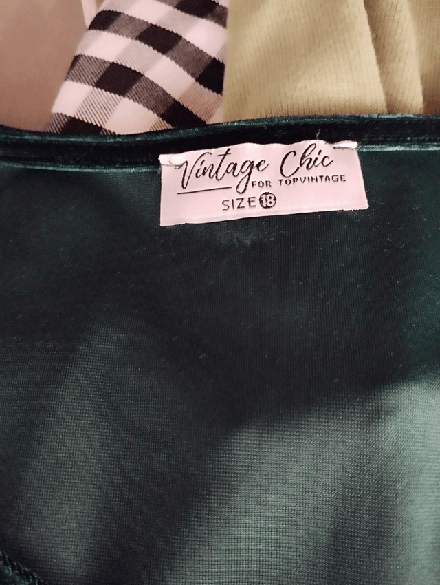 Blouse Vintage Chic Velvet Bow Green T46