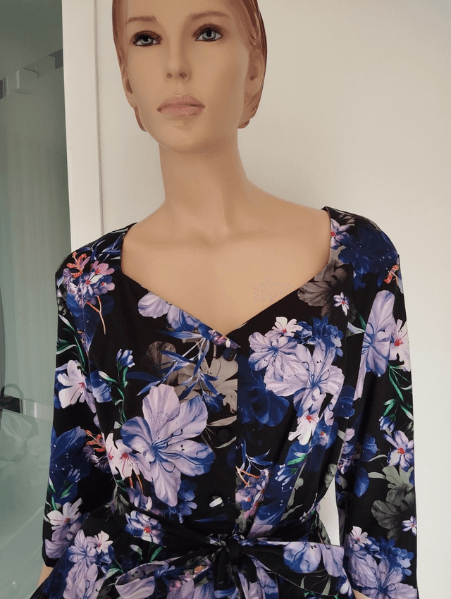 Robe Hearts&Roses Faye Floral 50's Swing Black Purple T44