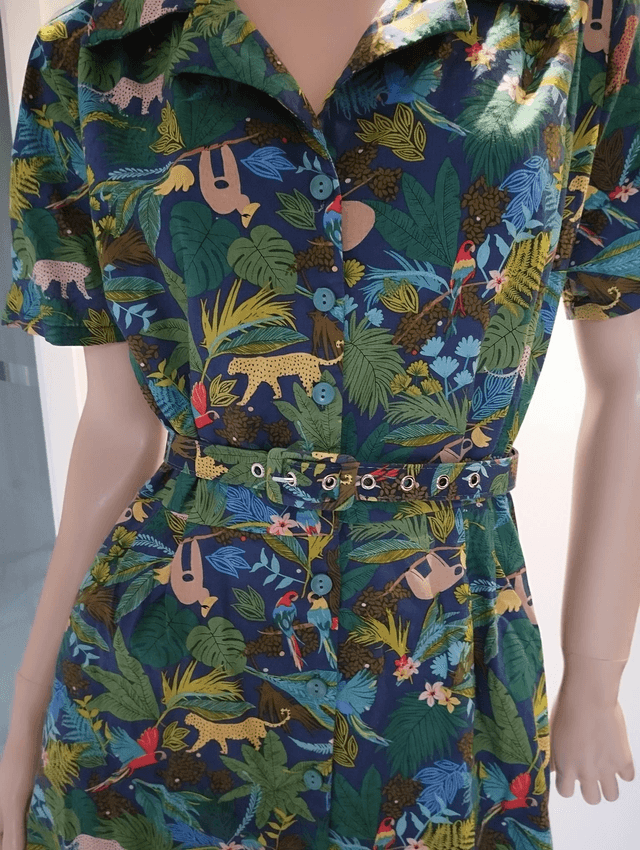 Robe Banned Rétro 50s Jungle Fever Swing in Blue T46
