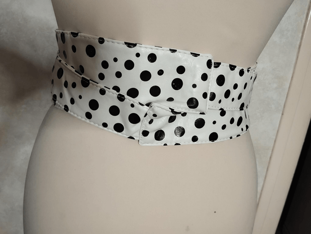 Ceinture Pin UP à nouer blanc polka 