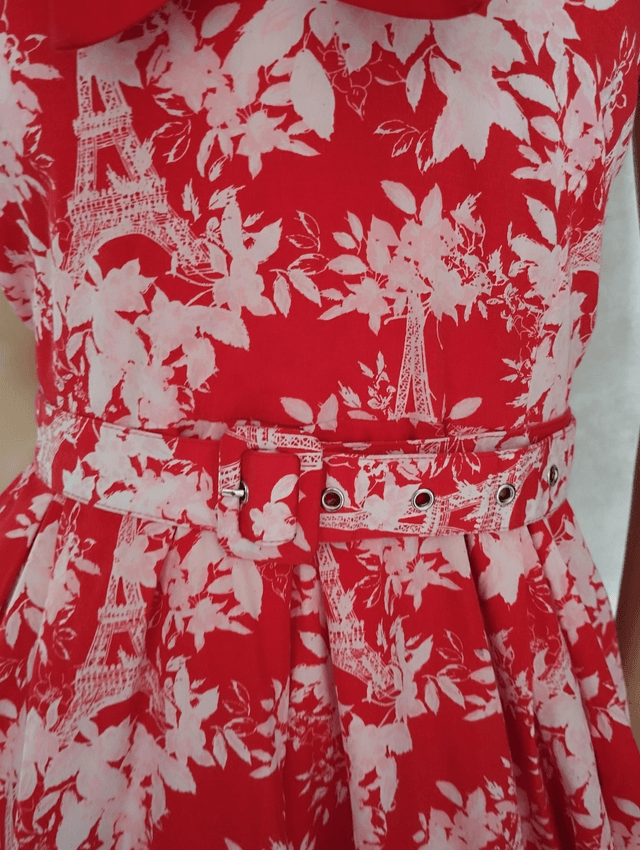 Robe Lindy Bop Bailee Eifeel Floral Red T44