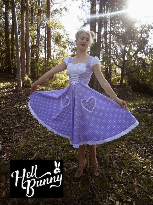Robe Hell Bunny Lila polka T44