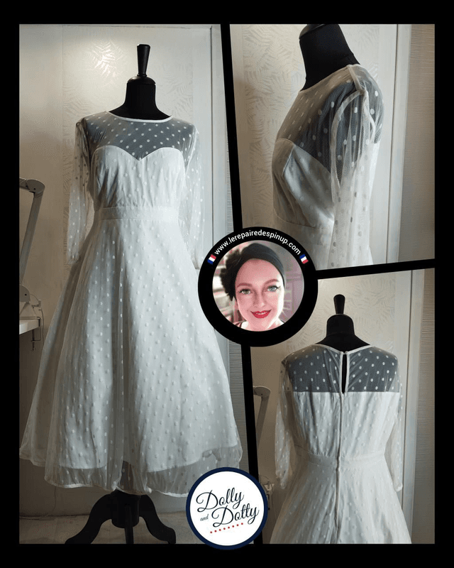 Robe Dolly Dotty Madeline White Mesh Polka T46